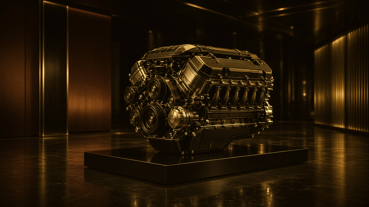 Performance V8 on a showroom plinth